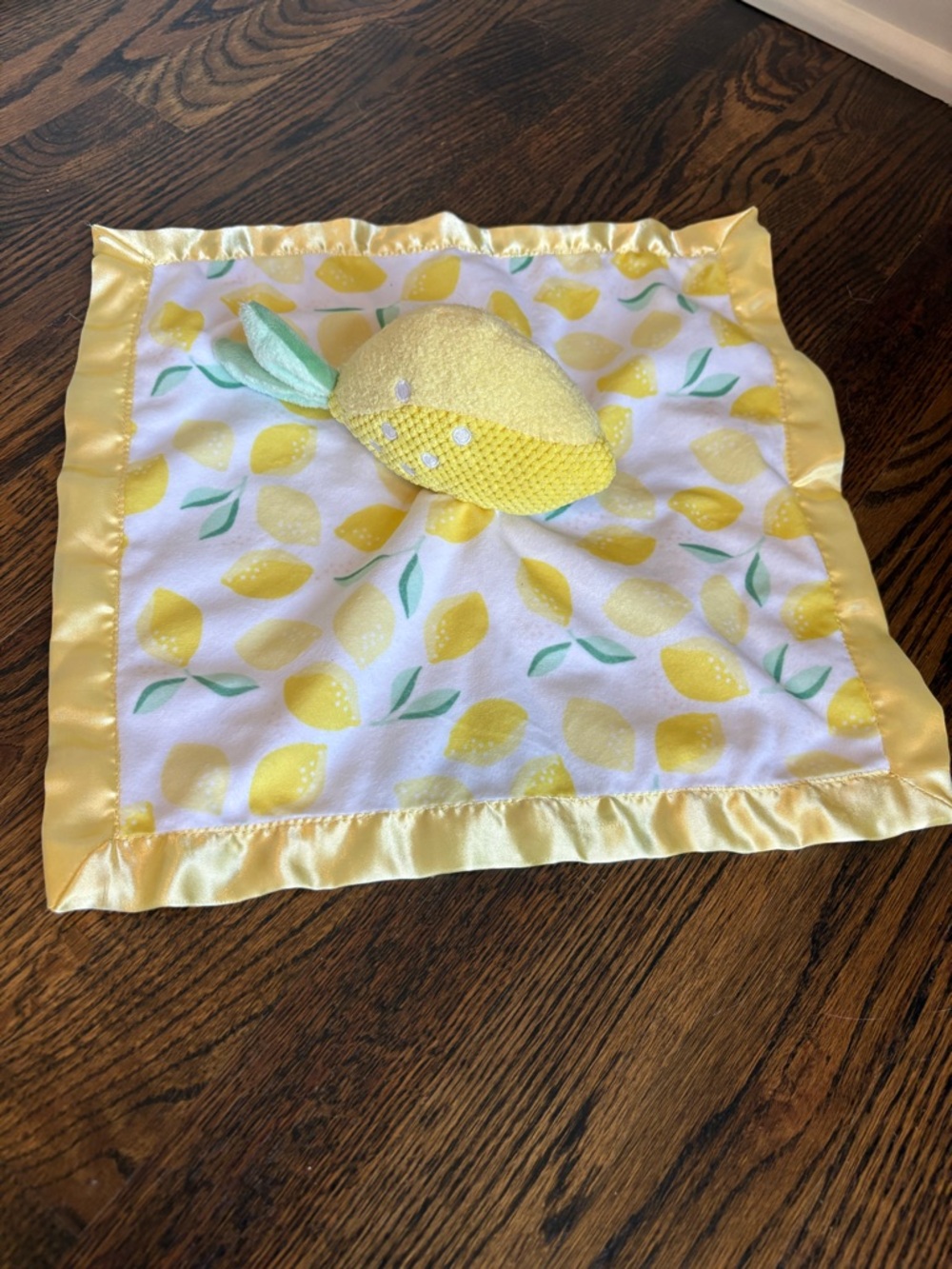 Cloud Island Lemon Lovey Security Blanket Plush Satin Trim